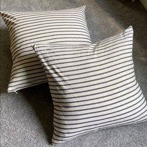 2 Pottery Barn stripe pillow covers 20x20